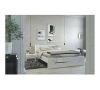 PARISOT Lit adulte - Contemporain - Decor blanc et blanc brillant - l 140 x L 190 cm - EDEN Neutre G