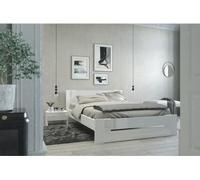 PARISOT Lit adulte - Contemporain -Reproduction blanc et blanc brillant - l 140 x L 190 cm - EDEN