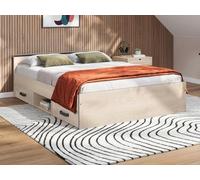 PARISOT Lit adulte industriel 140x190 cm - Décor chêne et noir - ZODIAC