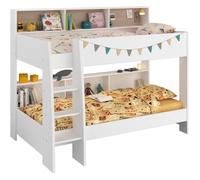 PARISOT Lits superposés enfant 2 x 90x200 cm - Décor Chêne et Blanc Ombre - Sommiers inclus - JIM