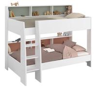 PARISOT Lits superposés enfant 2 x 90x200 cm - Décor Vert Céladon/Terracotta et Blanc Ombre - Sommiers inclus - JIM
