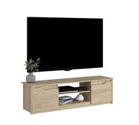 Meuble Tv Classique Betty - En Panneau De Particules Décor Chêne - L150 X H42 X P60 Cm #Ocp
