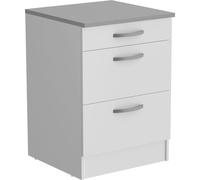 OSLO Meuble Bas 3 tiroirs + plan - Décor blanc - L 60 x P 60 x H 86 cm