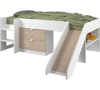 PARISOT SLIDE - Lit toboggan enfant -Reproduction Blanc et Chene Jackson - Sommier inclus - 90 x 200 cm