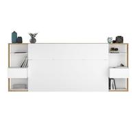 Tête de lit avec chevets Mista - 160 cm - Blanc et chêne