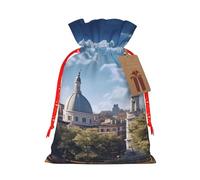 Park Sac cadeau en toile de jute avec cordon de serrage avec étiquette, pochette en lin réutilisable pour Noël, anniversaire, fête, petit emballage cadeau M