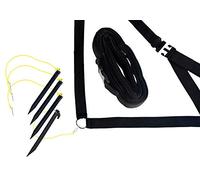 Park & Sun Sangle de délimitation de Volley-Ball avec piquets, Terrain Court Fixe, marqueur de Ligne de Terrain de 5,1 cm de Large, Noir