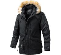 Parka à Capuche Chaude et rembourrée pour Hommes Ample décontractée randonnée en Plein air Veste à glissière Coupe-Vent Parka à Capuche épaissie et résistante au Froid (Noir,3XL)