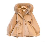 Parka à capuche doublée en polaire pour femme avec cordon de serrage à la taille et fermeture éclair intégrale pour temps froid, automne hiver (2XL kaki)