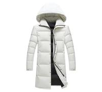 Parka à capuche extra longue pour homme - Manteau d'hiver lourd - Doudoune chaude pour temps froid, blanc, XXL