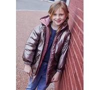 Parka à capuche réversible effet métallisé ou doudoune fille argent 2A