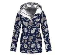 Parka de pluie pour femme - Imperméable - Coupe-vent - Légèrement rayée - Avec capuche - Coupe-vent - Veste de randonnée légère - Veste softshell décontractée - Veste de cyclisme décontractée, Marine