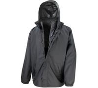 Parka de travail 3 en 1 Result Noir - Homme - Veste imperméable/coupe vent - Facile d'entretien L