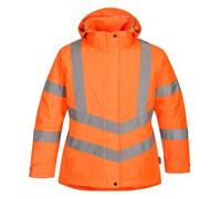 Parka de travail hiver haute visibilité matelassée Femme Portwest Orange Fluo L