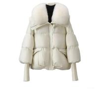 Parka d'hiver pour femme avec col à gros cheveux et isolation en duvet de coton pour temps froid en plein air (L)