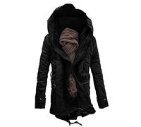 Parka d'hiver pour homme - Manteau à capuche doublé Sherpa de style militaire, coupe-vent, chaud et épais, veste d'hiver décontractée, Noir , 6XL