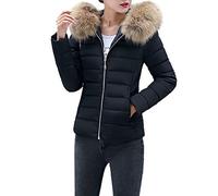 Parka Doudoune Hiver pour Femmes à Capuche Col De FourréE Chaude, Vestes Slim Hiver Chaud éPais Manteau pour Court Paragraphe (S, Noir)