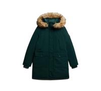 Superdry Parka Everest pour femme, bordure en fourrure synthétique, Vert émail, M