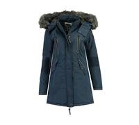 Geographical Norway CORALY Lady - Grande Parka pour Femme - Manteau Hiver Chaud - Blouson Manches Longues - Col en Fausse Fourrure Elegant - Manteaux Mode Casual (Marine L) Taille 3