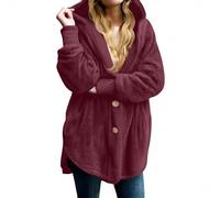 Parka Femme Grande Taille Chauffant Chaude Sherpa Sport Parka Manteaux Coat Peluche Ski Interieur Capuche Veste Hiver Chaud Polaire Manteau de Ski Femme Vin M