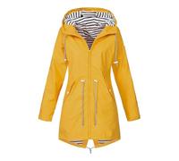 Parka Femme Hiver Chaud Imperméable Travail Veste de Pluie Longue À Capuche Long Mi Saison Randonnée Manteau Noir Capuche Pluie Sport Impermeable Grande Taille Jaune Veste Femme Automne Jaune S