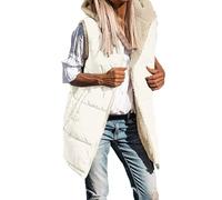 Parka Femme Hiver - Gilet Long Femme Réversible Chaud sans Manches Zippé Capuche Vêtement Extérieur Polaire Automne Hiver 2024 Manteau avec Poches