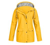 Parka Femme Impermeable Jaune d'hiver Sport Anti Pluie Mi Saison de Randonnée Trench Capuche Combinaison Pluie a Capuche Hiver Veste Imperméable Longue Veste Velo Femme Jaune L