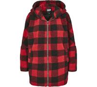 Urban Classics Veste d'hiver pour femmes Oversized à capuche Sherpa à carreaux Firered/Black S