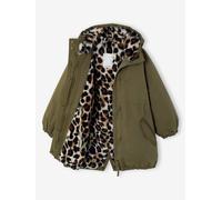 Parka fille à capuche doublée imitation fourrure vert foncé 12A