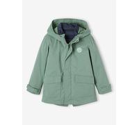 Parka garçon 3 en 1 mi-saison doudoune sans manches amovible vert sauge 2A