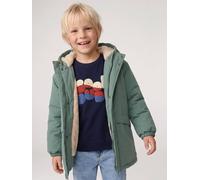 Parka garçon à capuche doublure sherpa vert sauge 8A