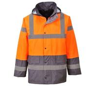 Parka haute visibilité bicolore Portwest matelassée - Orange / Gris L