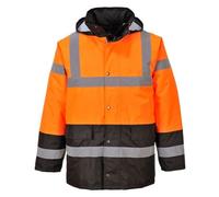 Parka haute visibilité bicolore Portwest matelassée - Orange / Noir XXXL