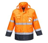 Parka haute visibilité imperméable Portwest 3 en 1 bicolore - Orange / Marine XL