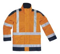 PARKA HAUTE VISIBILITÉ POLYESTER ENDUIT PU-DELTA PLUS-Orange Fluo/Bleu Marine PANOPLY- EASYVIEW -EASYVOR 58/60 (2XL)