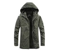 Parka Homme Hiver Mi Longue Chaud à Cordon Respirant Pulls, Gilets et Sweats Homme Imperméable Marque Veste Homme Casuals Pas Cher Sport Hauts Homme Automne Hiver Armée Verte M
