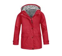 Parka imperméable à capuche pour enfants avec boutons, veste de pluie légère avec poches, zip complet et vêtements preppy pour garçons et filles, Rouge, 9-10 ans