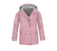 Parka imperméable à capuche pour garçons et filles, veste de pluie coupe-vent légère avec poches, boutons complets et zip, vêtements preppy pour enfants, rose, 11-12 ans