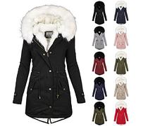 Parka imperméable doublée pour femme - Parka d'hiver doublée - Veste à capuche noire longue - Veste polaire à capuche - Haut chaud - Veste en peluche moelleuse, vert, XXXXL