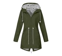 Parka Imperméable Femme Longue Vêtement Vert armée Cire Impermeable de Pluie Automne a Capuche Veste Pluie de Randonnée Anti-Pluie Grande Taille Veste Noir Femme Vert armée XL
