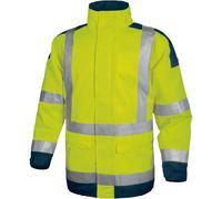Parka imperméable haute visibilité Delta Plus jaune fluorescent/bleu marine, taille S