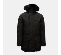 Parka Lisse Zippée Avec Capuche Fourrée Noire Mario Homme Paragoose