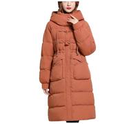 Parka longue à capuche pour femme - En coton épais et chaud - Veste d'hiver, Orange, L