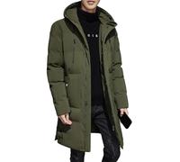 Parka Longue Homme Chauffante Chic Running Grande Taille Aviateur d'hiver Randonnée Tactique Anorak Long Mouton Retourné Col Mao Mi Saison Hiver Polaires Grand Froid Doudoune Om Vert XL