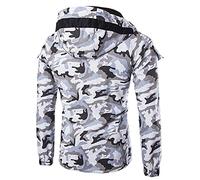Parka matelassée légère à manches longues pour homme - Automne et hiver - En coton - Camouflage - Pour le travail, l'extérieur, la randonnée et le camping, blanc, S