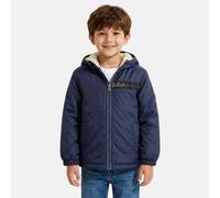 Parka Matelassée Zippée À Capuche Bleu Marine 10A