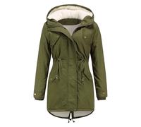 Parka militaire femme, veste courte chaude et épaisse à capuche doublée sherpa, verte, taille XX Large