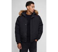 Parka oversize à capuche en fausse fourrure homme - noir - M, noir