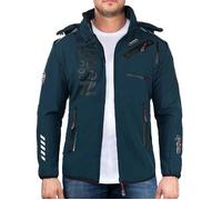 Geographical Norway Royaute Men Distribrands - Veste Softshell Homme Impermeable - Manteau Respirant À Capuche Outdoor - Blouson Coupe Vent Tactique Resistant Hiver (Marine_Noir XL)