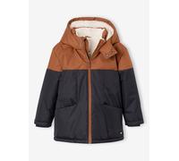 Parka technique à capuche garçon doublée fausse fourrure noisette 8A